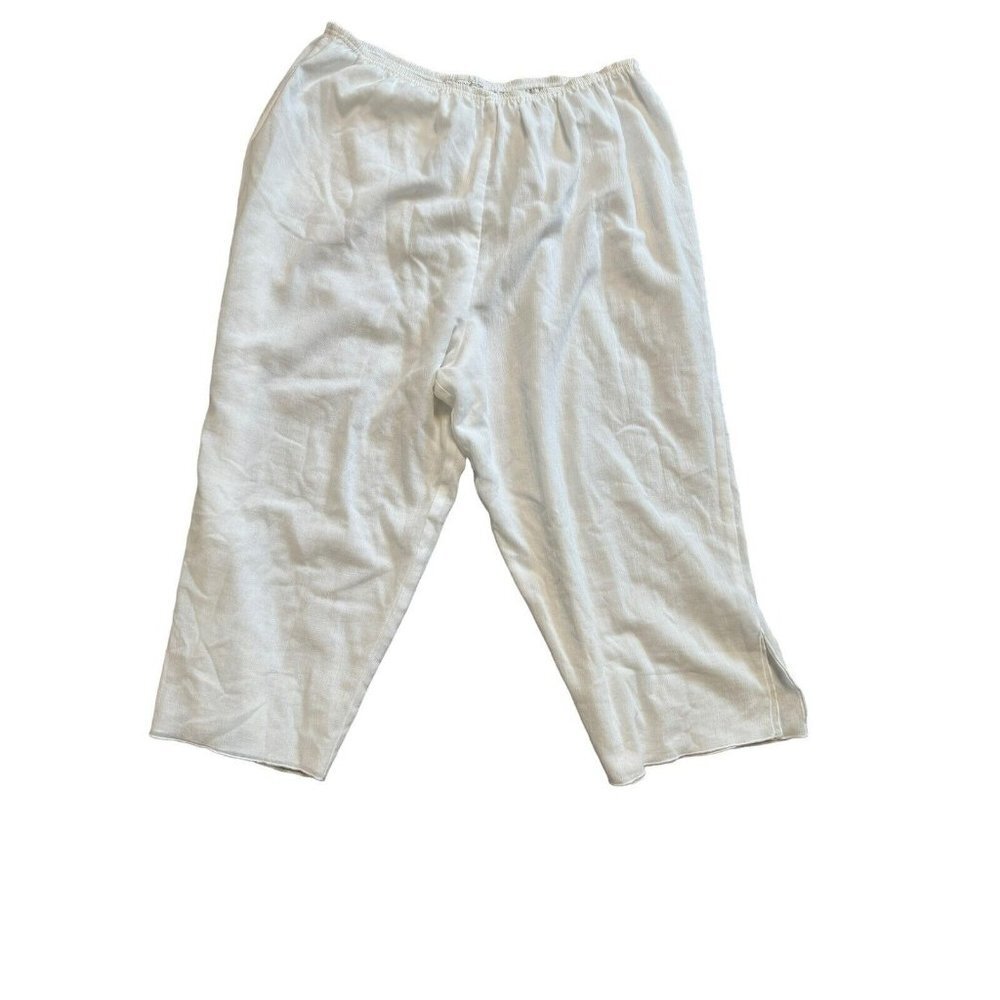 Tilley Endurable 2XL Linda Lundstrom Cropped White Pants Elastic Waist Wide Leg - Picture 11 of 11